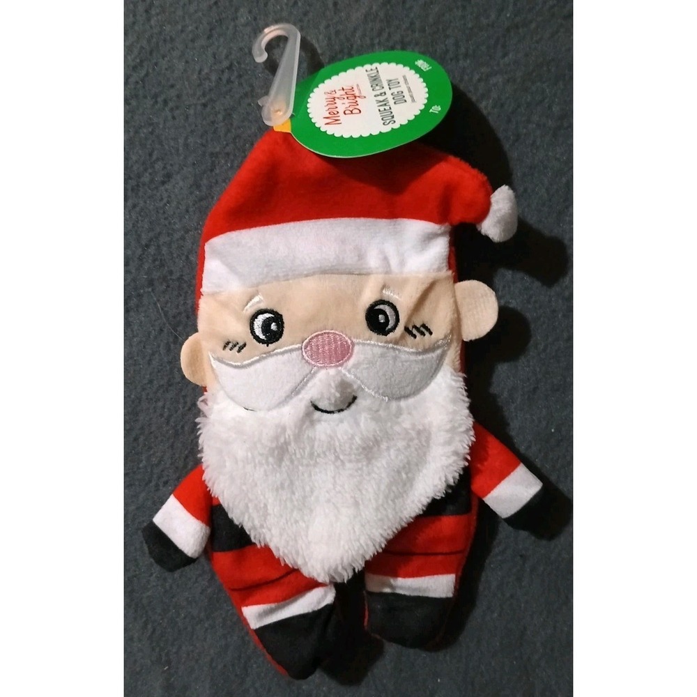 Merry & Bright Collection Squeak And Crinkle Dog Toy - Santa Flattie ***NEW***